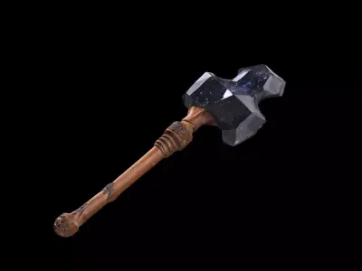 Black Crystal With Wooden Handle 3d Model 3D model