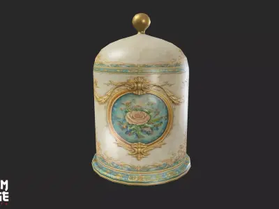 Ornate Antique Porcelain Pot Low-poly 3D model