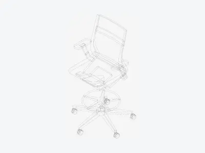 Chair - Office - Worksmart - Counter - Cushion Back Low-poly 3D model
