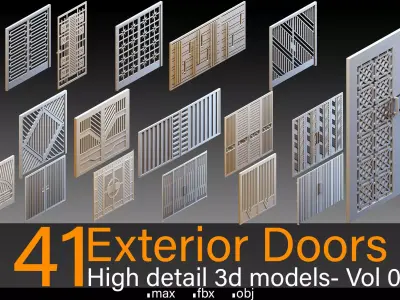 41 Exterior Doors- Vol 02- Kitbash- High detail 3d models 3D model