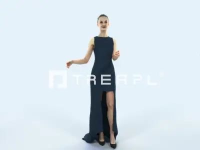 Beauty 08J pointing Couple Pointing Event Elegant Woman Low-poly 3D model