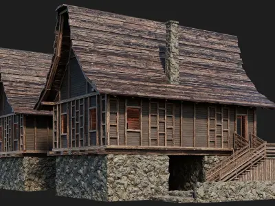 Old Medieval House Building 4K Textures GameReady 108 Low-poly 3D model