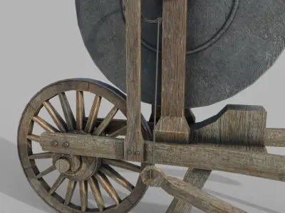Medieval Grindstone Low-poly 3D model buy