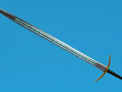 Runic Epic Bastard Sword Low-poly 3D model