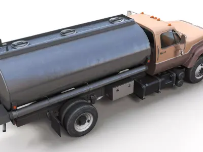 80s tanker truck Low-poly 3D model