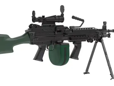 M249 Light Machine Gun 3D model 2