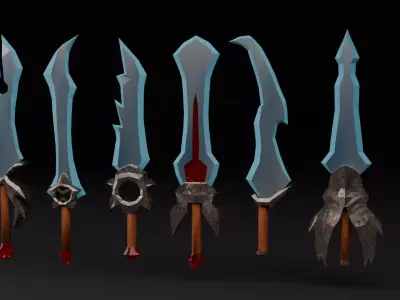 6 Fantasy Stylized Swords Pack Low Poly Game Ready  Low-poly 3D model