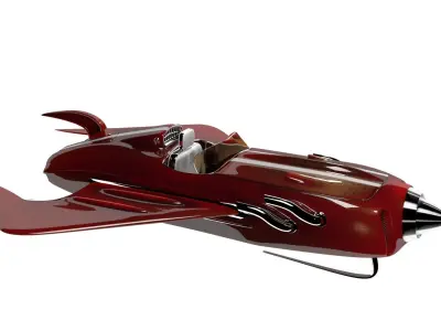 Rocket toy jet plane in maroon 3D model
