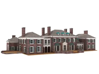 Classic English Red Brick House Building 3D model