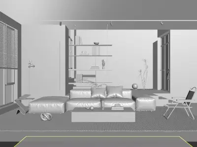 Industrial style living room 3D model
