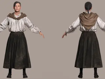 Elda Realistic Elderly Woman 3D Character Model Low-poly 3D model