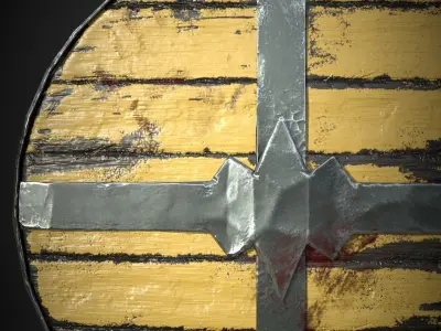 Viking historical yellow shield Low-poly 3D model