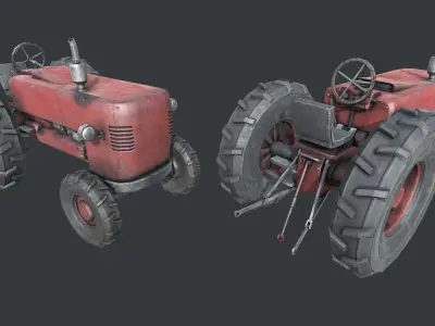 Old Tractor PBR Low-poly 3D model