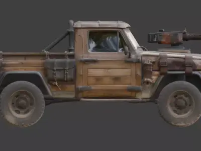 Post-Apocalyptic Outlaw Battle Truck 3D Model Low-poly 3D model