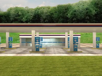 Low-poly Gas Station Free 3D model