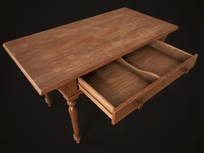 Vintage victorian desk Low-poly 3D model