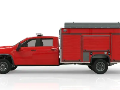 Silverado 3500 HD firetruck crewcab 2021 Low-poly 3D model