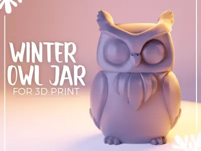 Winter Owl Jar- print in place- free supports Free 3D print model