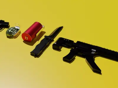Tactical Weaponry Essentials Pack  3D Low Poly Game Ready Models Free low-poly 3D model