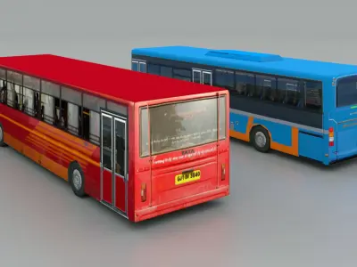 AMTS and BRTS Buses Low-poly 3D model