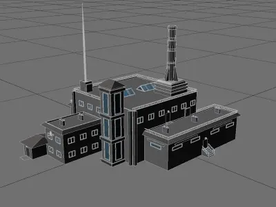 Factory - Chimney - Industrial Low-poly 3D model