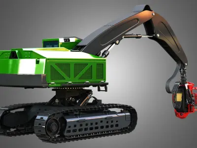 JD - 959MH Tracked Forest Machine 3  in 1 3D Model Pack