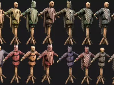 Medieval Wooden Fighting Dummy Mannequin Castle  Environment Low-poly 3D model