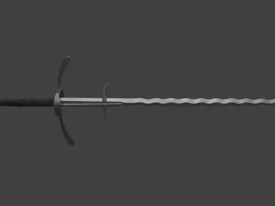Flamberge Two-Handed Medieval Sword Low-poly 3D model