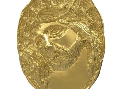 Vintage handmade look Jesus pendant 3D print model