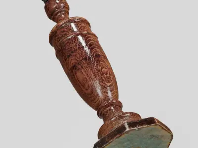 Wooden Table Lamp Old photogrammetry scan PBR 4K textures Low-poly 3D model