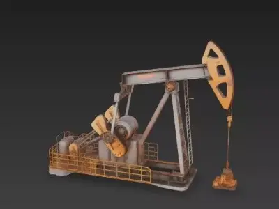 Oil Pump Jack Pumpjack 3D Model - Weathered Industrial Equipment 3D model