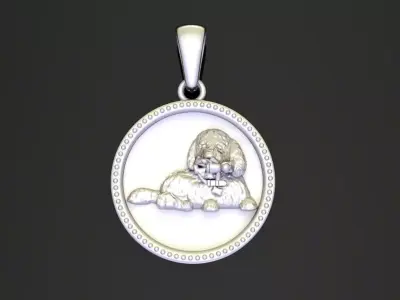DOG SCULPTURE COIN PENDANT 3D print model
