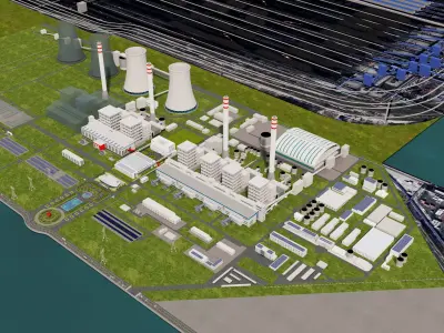 Thermal power plant - nuclear power plant - chemical plant 3D model get