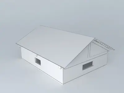 Stable brick house with roof Free 3D model