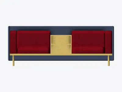 Furniture - Sofa - Contemporary - Flame - Medium - Central Shelf Low-poly 3D model