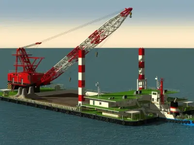floating crane 3D model