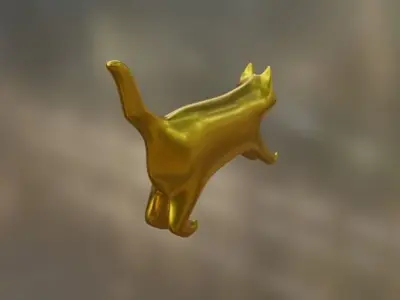 Cat High-poly 3D model gold 3D model