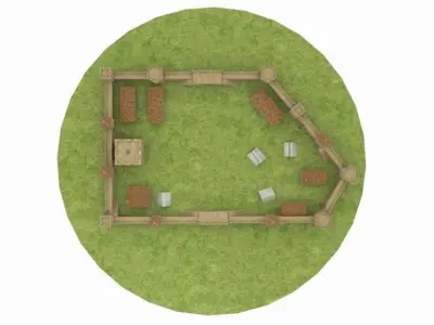 Ancient castle  Low-poly 3D model