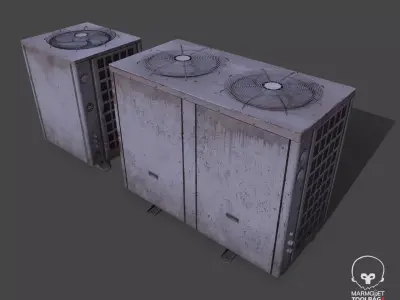 Pbr Air conditioner outdoor unit- Weathered Low-poly 3D model