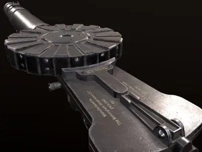 Lewis Machine Gun WW2 PBR Low-poly 3D model