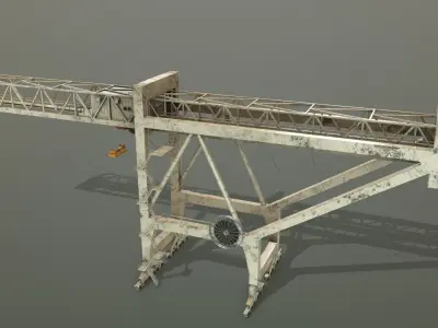 PBR Port Container Crane - White Low-poly 3D model