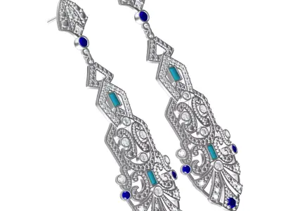 Antique Art Deco Diamond Stud Earring 3D print model