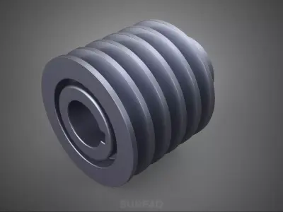 STANDARD 5 FIVE QUINTUPLE GROOVE TRACK PULLEY SHEAVE WHEEL BELT 3D model