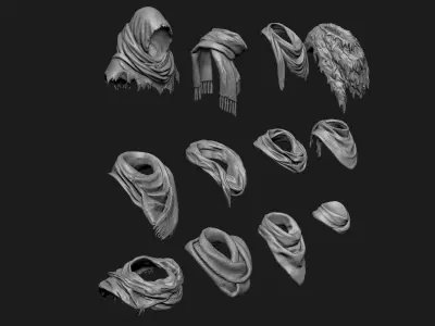 Scarfs for 3d Printable Characters Part 1 3D model