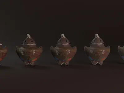 Japanese Vase Photoscan Low-poly 3D model