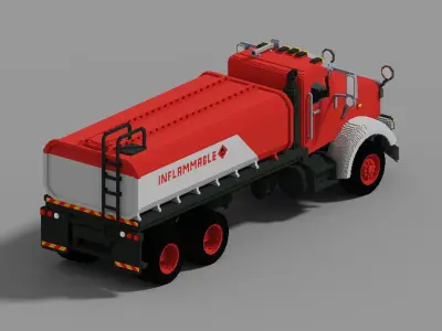 Voxel Fuel Truck Low-poly 3D model