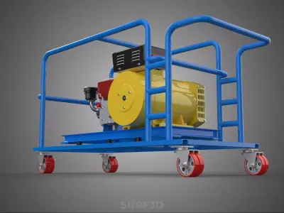 WHEELED WHEELS ENGINE DIESEL POWER GENERATOR SET GENSET MOTOR AC 3D model