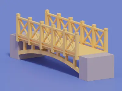 Cartoon Wooden Bridge 3D model purchase