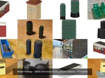 Model Railway - Items commonly found around stations 3D Model Pack
