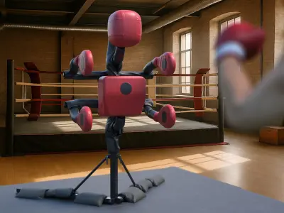 Martial Arts Dummy with Punching Arms Red 3D model